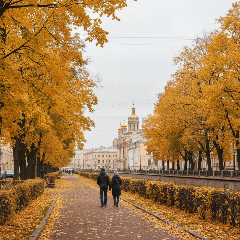Золотая осень в парке Санкт-Петербурга